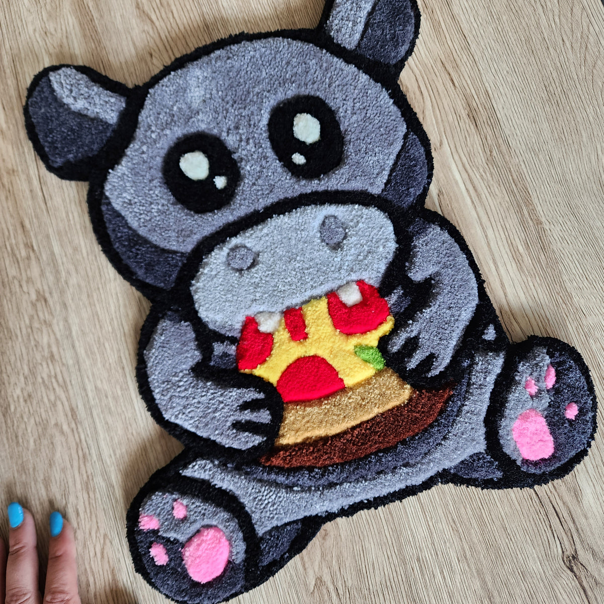 Hippo Eating Pizza Rug