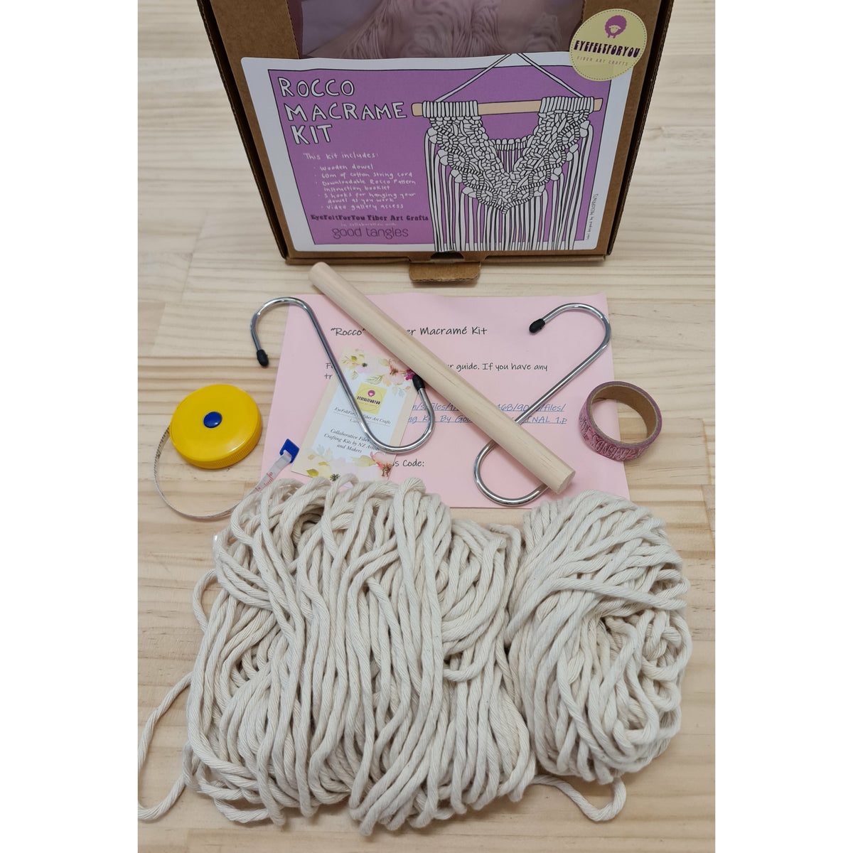 Beginner &quot;Rocco&quot; Macrame Kit by Good Tangles - Punch Needle Supplies NZ