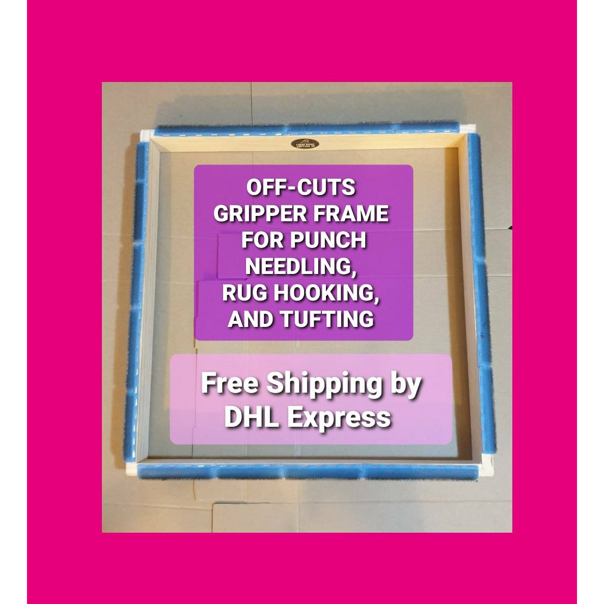  ICZW Gripper Strip Frame Punch Needle Rug Hooking Frame  Embroidery Hoop with Needles 19.6*19.6 inch