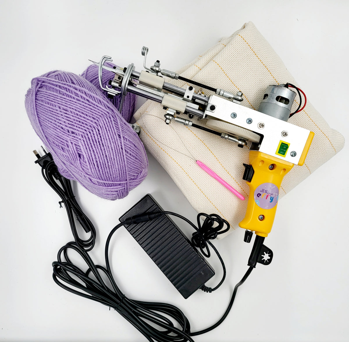 The Basic Rug Tufting Starter Pack - Frame, Cloth, Machine, Yarn