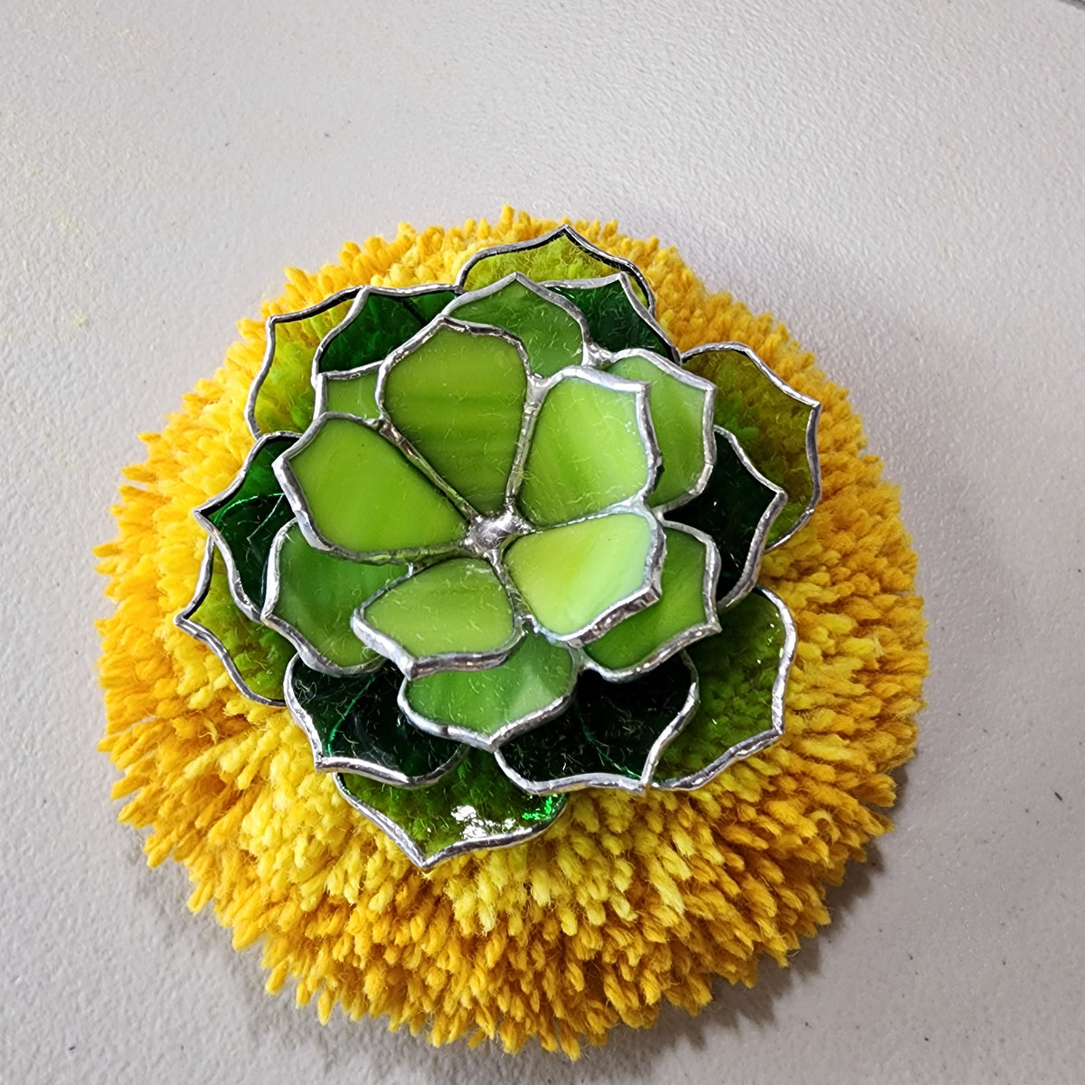 Glass succulent on a fluffy wool Rug