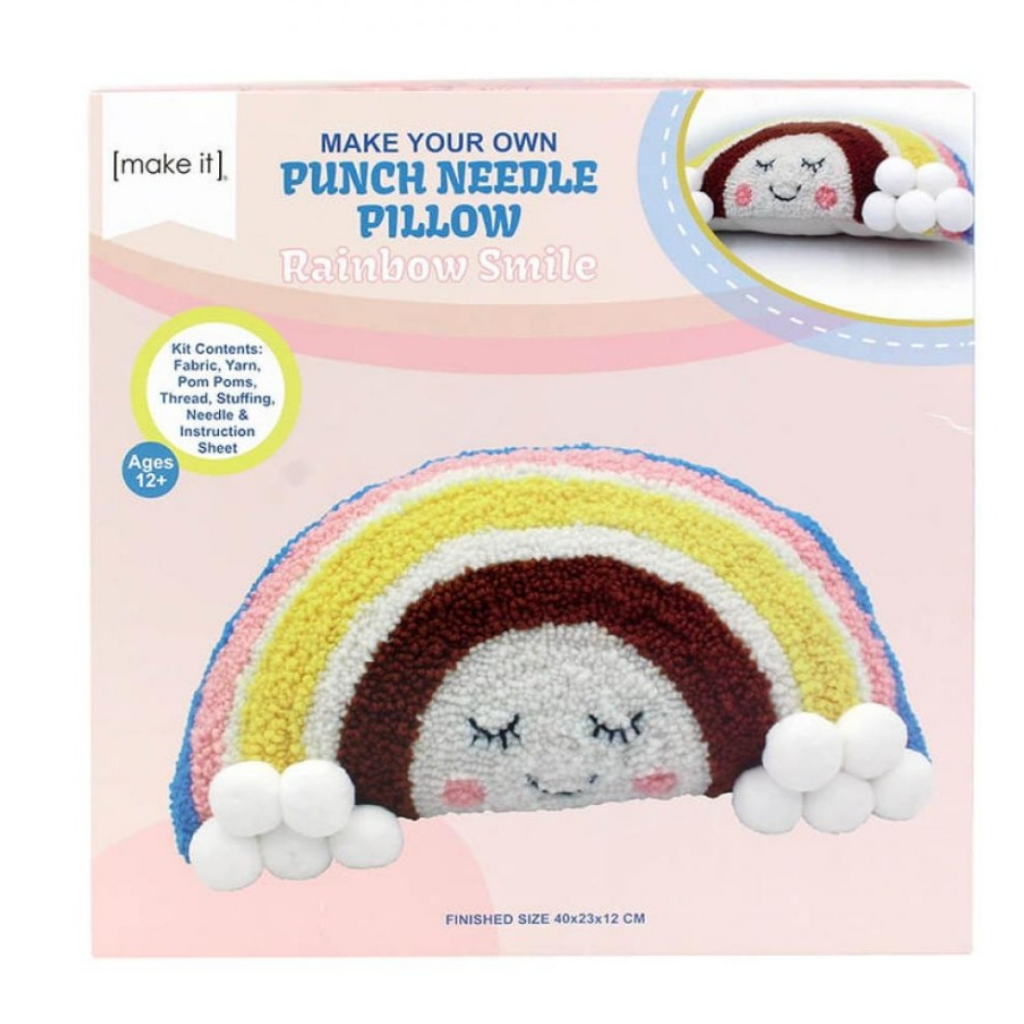 Birch Diy punch needle pillow kit - Rainbow